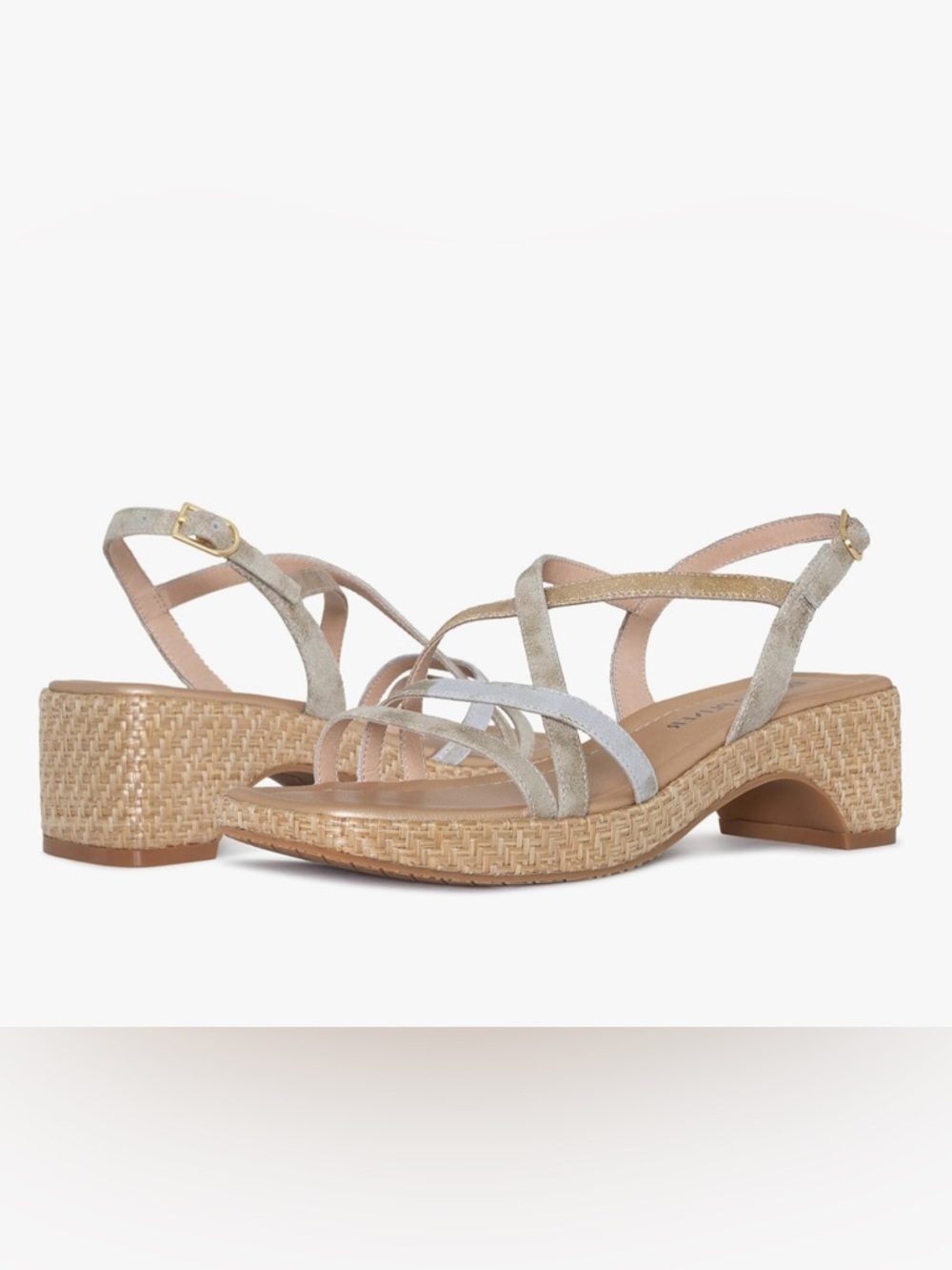 Donald J. Pliner Metallic Multi-Strip Wedge Sandals - Gold, Silver, Champagne